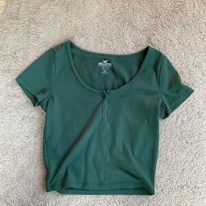 🪸 Hollister Women's Teal Ribbed Crop Top